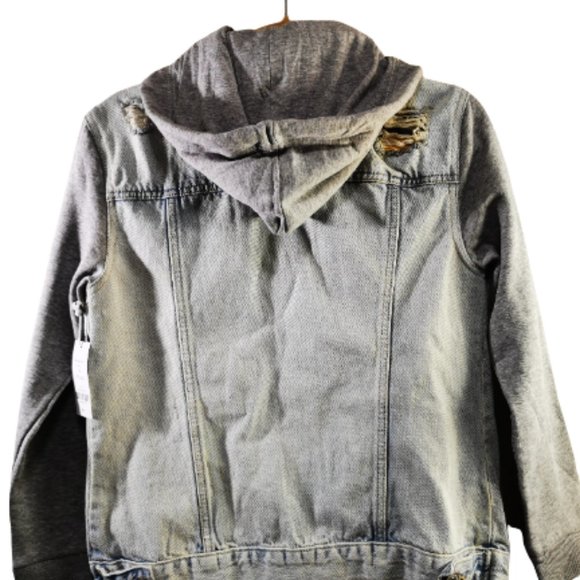 Ardene Eighty Two Denim Hooded Jacket, Gray, Small - Picture 2 of 9